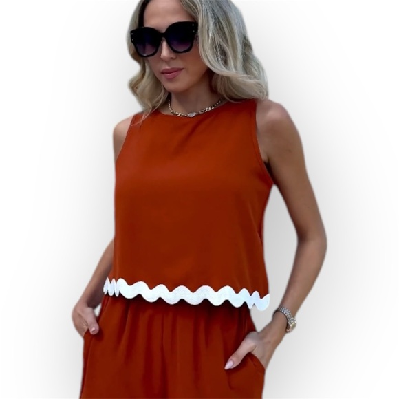 NWT CCTOO| 2 Piece Shorts And Crop Top Terracotta Color - Picture 7 of 9